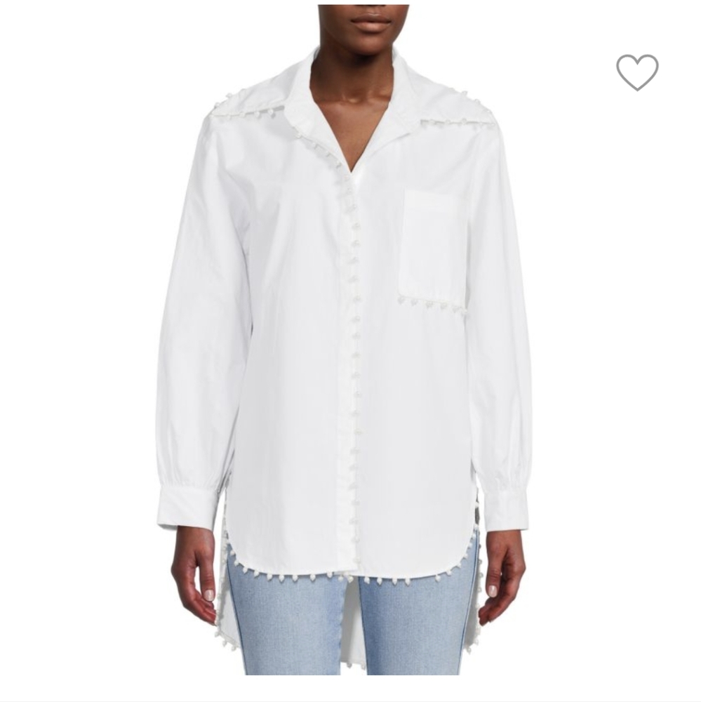 COPY - LEA & VIOLA Faux Pearl Cotton Shirt large NWT